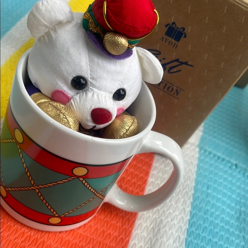 Avon Gift Collection Festive Bear Mug with Red and Gold Accents - Picture 3 of 8